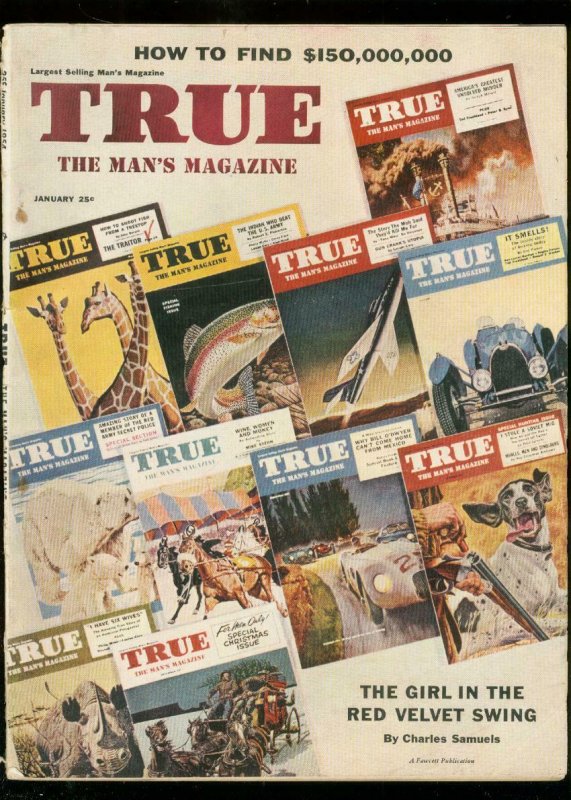 TRUE MAGAZINE JAN 1954-FAWCETT-RED VELVET-MEALS FOR MEN VG