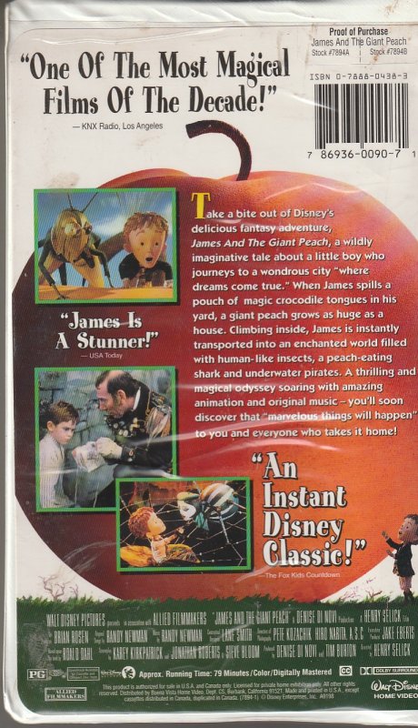 James and The Giant Peach VHS