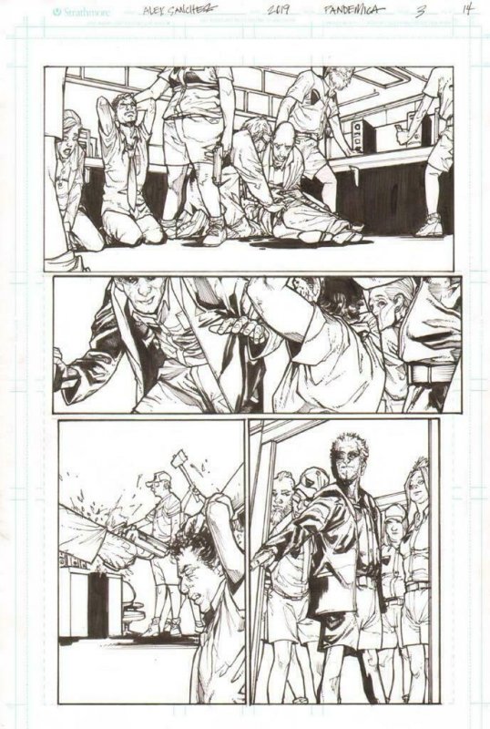 Pandemica #3 pg 14 Original Art Alex Sanchez bestselling author Jonathan Maberry