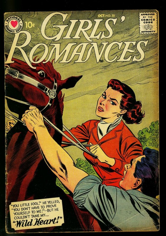 Girls' Romances #55 1958 - DC Romance- Wild horse cover - VG