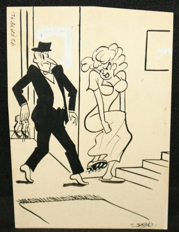 Woman with Cleats Gag - Signed art by Salo Roth