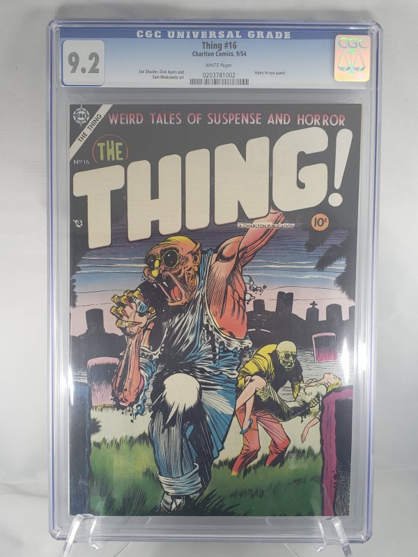 Thing! #16 CGC 9.2 white pages Golden age comic