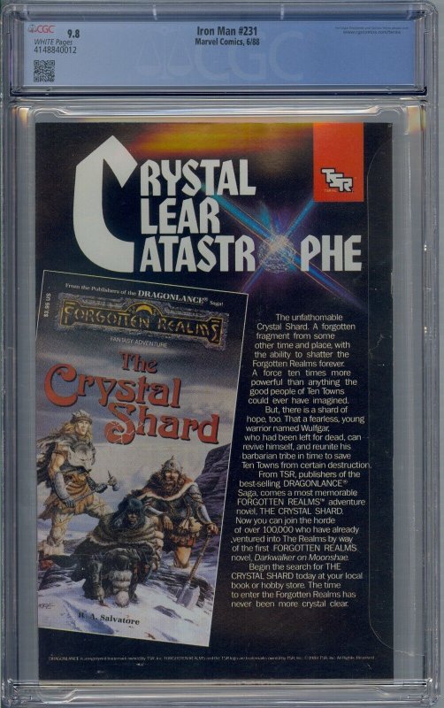 IRON MAN #231 CGC 9.8 JACKSON GUICE BOB LAYTON WHITE PAGES