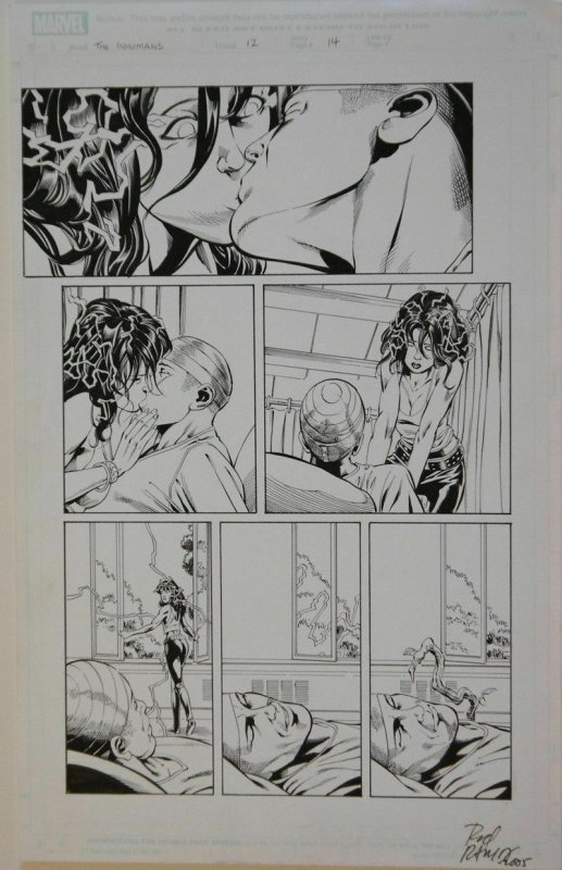 DAVID ROSS / RODNEY RAMOS original art, The INHUMANS #12 pg 14, 11x17, 2004