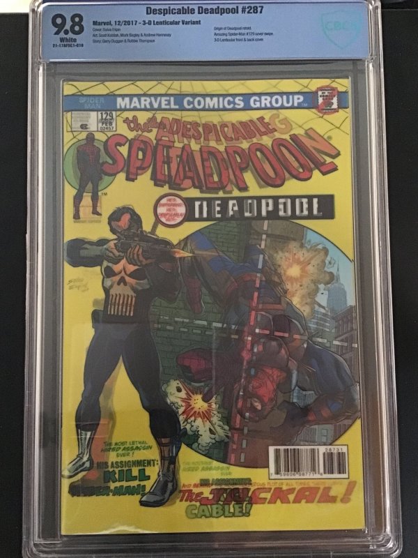 Despicable Deadpool #287 9.8 CBCS Origin of Deadpool retold 3-D Lenticular