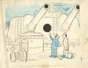 Battle Ship Big Gun Gag - 1945 True Mag - art by Lariar