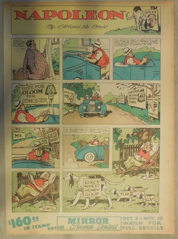 Napoleon by Clifford McBride from 9/29/1940 Tabloid Page Size!