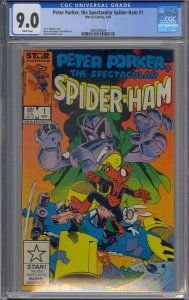 PETER PORKER, THE SPECTACULAR SPIDER-HAM #1 CGC 9.0 WHITE PAGES 