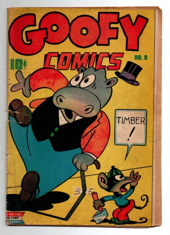 Goofy Comics #9 - cartoon - War Bond Cover - Nedor - 1945 - GD