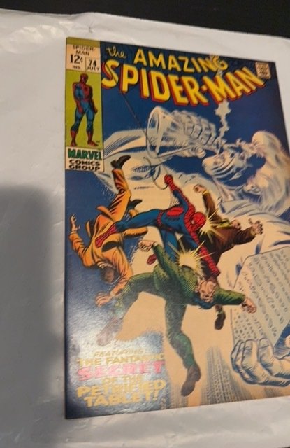 The Amazing Spider-Man #74 (1969)secret tablet /Silverman Romita.Tanning/Foxxing