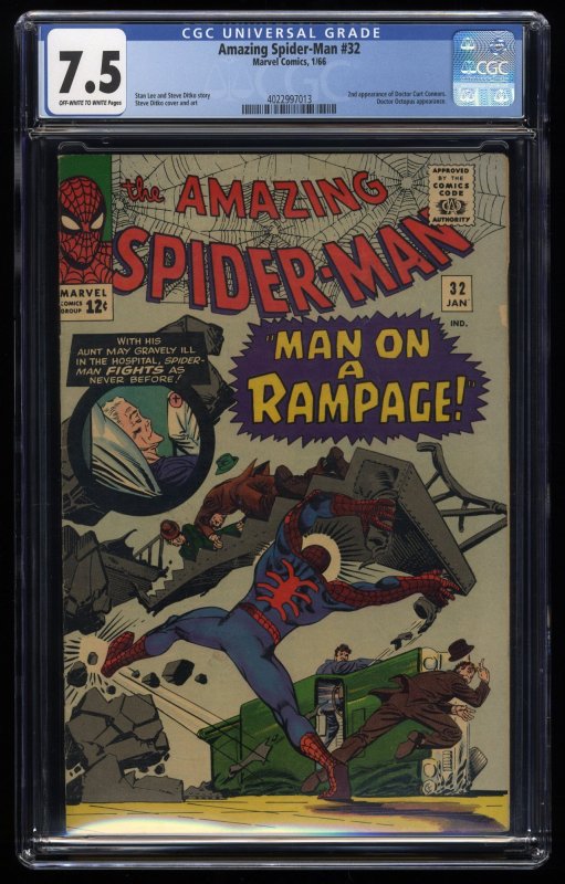 Amazing Spider-Man #32 CGC VF- 7.5 Stan Lee! Steve Ditko Art!!