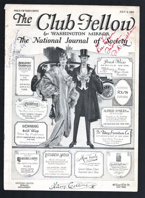 Club-Fellow & Washington Mirror 7/4/1923-The National Journal of Society-Worl...