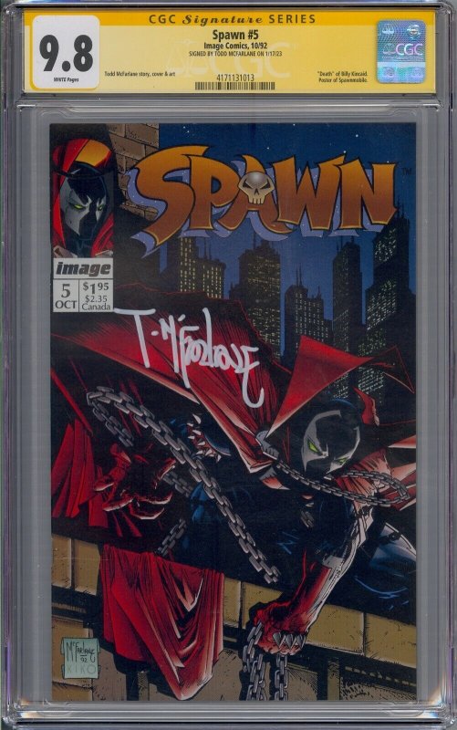 SPAWN #5 CGC 9.8 SS SIGNED TODD MCFARLANE WHITE PAGES 1013