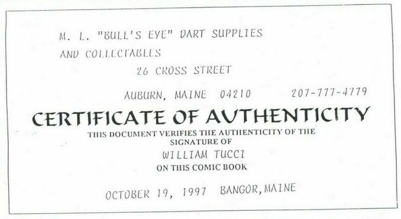 Angel Fire #1 VF/NM variant signed by William (Bill) Tucci w/COA - Crusade 1997 