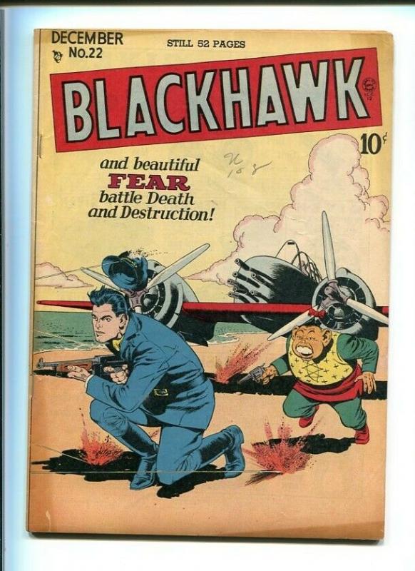 BLACKHAWK COMICS #22-QUALITY-1948-REED CRANDALL ART-TOMMY GUN COVER-VF minus VF