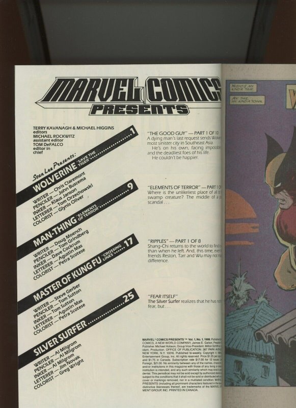 (1988) Marvel Comics Presents #1: KEY ISSUE! 1ST APPEARANCES! (9.0/9.2)
