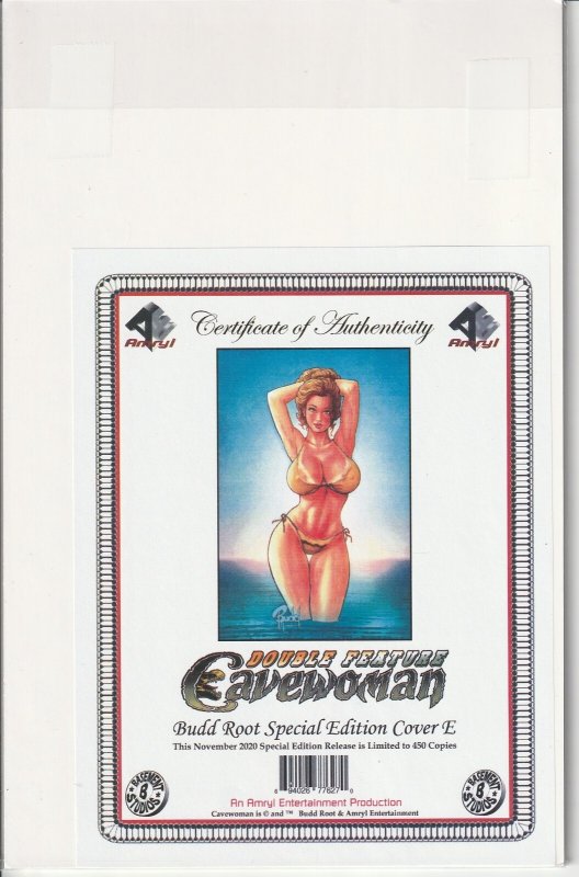 Cavewoman Double Feature Cover E Amryl Basement Comics NM LE450 COA Budd Root