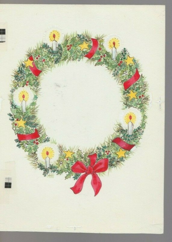 XMAS WREATH WITH CANDLES 6.5x8.5 #846 Christmas Greeting Card Art