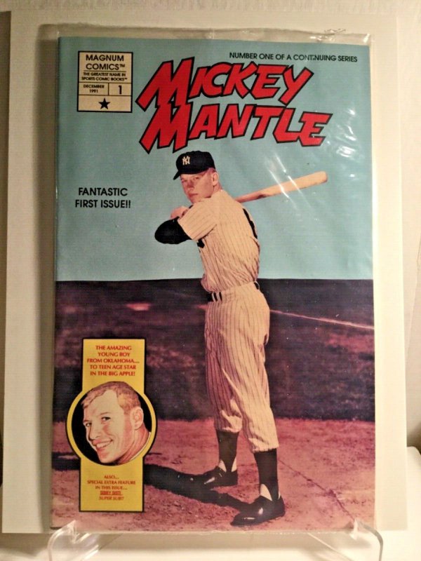 1991 MICKEY MANTLE COMIC 1ST ISSUE WITH BASEBALL POSTCARDS FACTORY WRAPPING