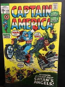 Captain America #128 (1970) high-grade motorcycle key! VF+ Wythville CERT.