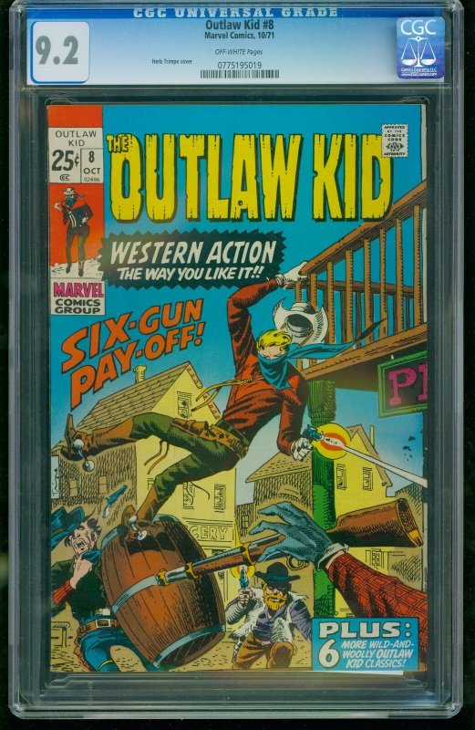 OUTLAW KID #8 1971-WESTERN-OFF-WHITE-CGC GRADED 9.2 0775195019 