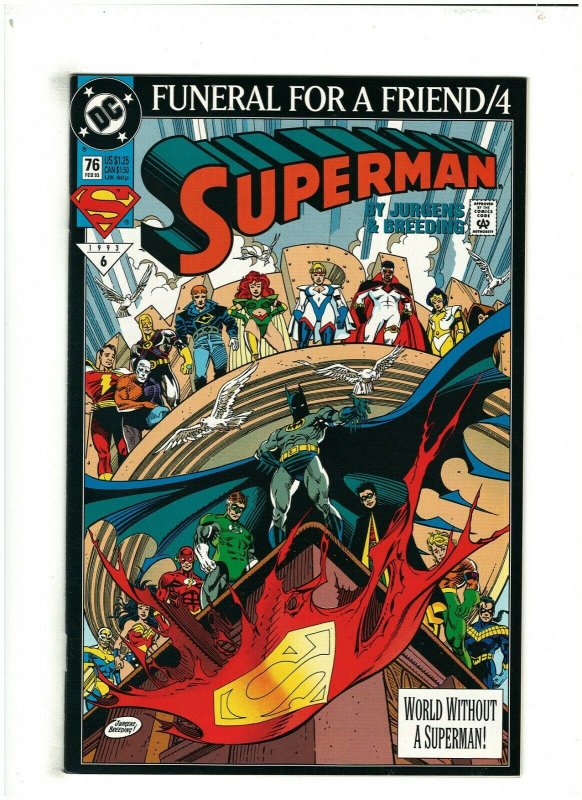 Superman #76 NM- 9.2 DC Comics 1993 Funeral For A Friend pt.4