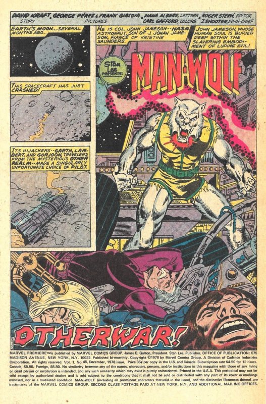 MARVEL PREMIERE #45 & 46 (1978) 8.0 VF • George Pérez! MAN-WOLF two-parter!!