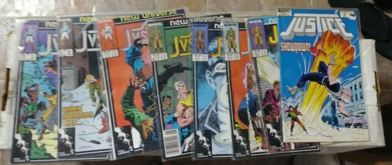 JUSTICE  # 5 6 7 8 9 11 12 24  1987 new universe marvel