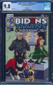 Biden's Titans vs Elon Musk #1 CGC 9.8 Amber Turd Variant 2023 Heard Johnny Depp