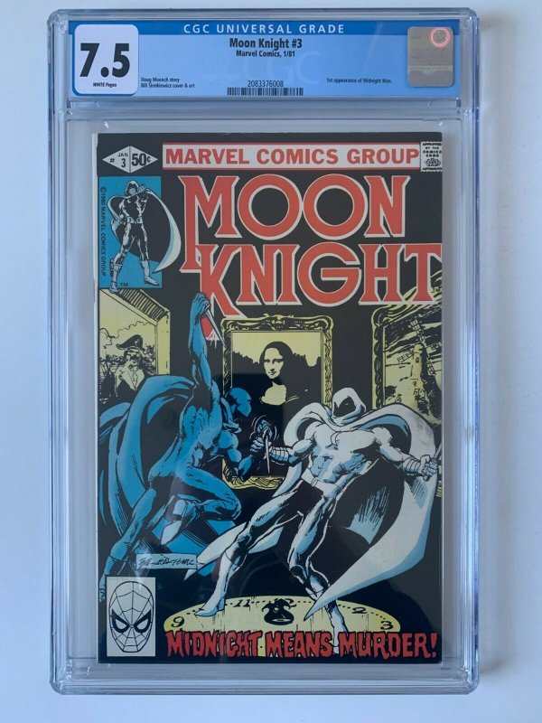 MOON KNIGHT #3 1st App of Midnight Man (1980 Series)  - CGC 7.5