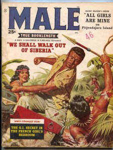 MAG: Male Magazine January 1959- Pitjendajara Island- Men's Adventure VG