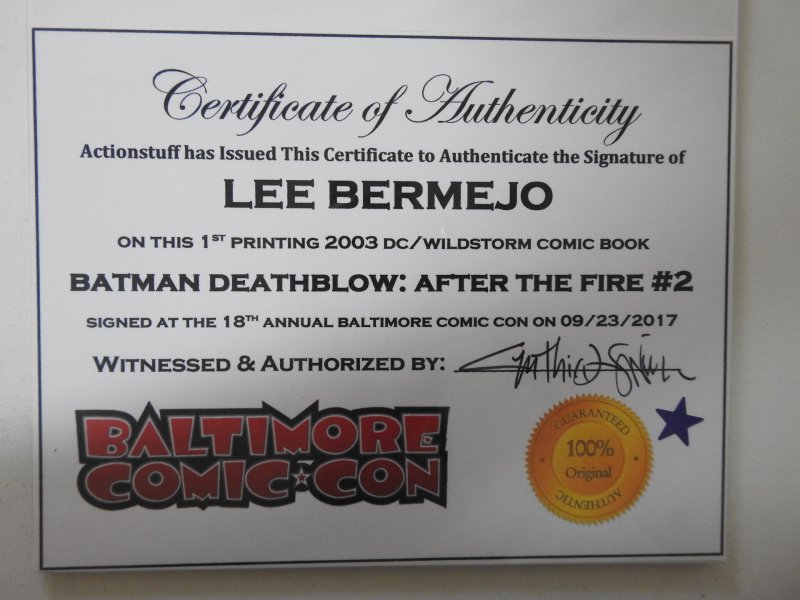 Batman Deathblow: after The Fire #2 Signed by Lee Bermejo W/ Cert of Auth!
