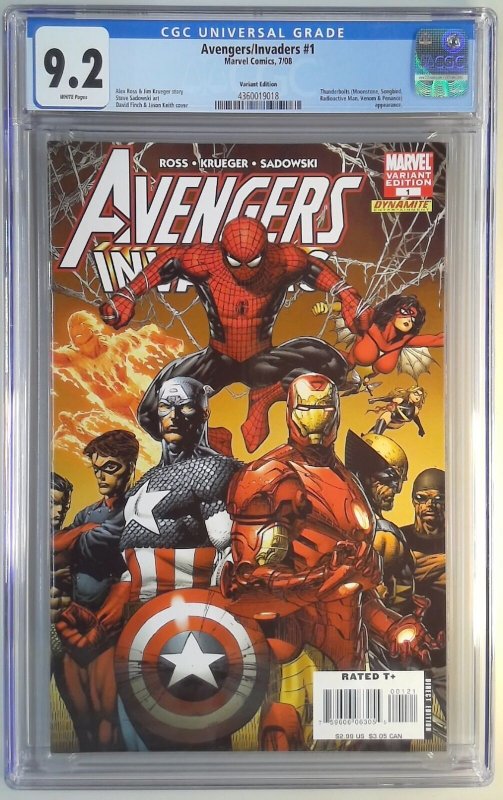 AVENGERS INVADERS 1 CGC 9.2 FINCH 1:25 VARIANT THUNDERBOLTS (SLAB GRADE)