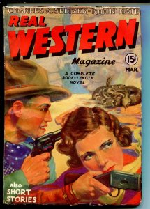 REAL WESTERN 03/1935-2ND ISSUE-RATTLESNAKE-BILLY THE KID-GEORGE GROSS-fn/vf