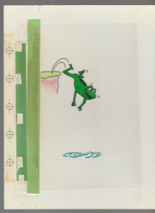 DON'T GO OFF THE DEEP END Cartoon Frog Jumping 7.5x10 Greeting Card Art #B8339