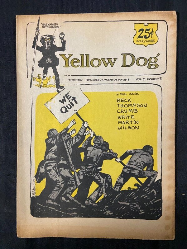 YELLOW DOG 5 VINTAGE UNDERGROUND TABLOID COMICS LOT ROBERT CRUMB 1968 G/VG # 1-5