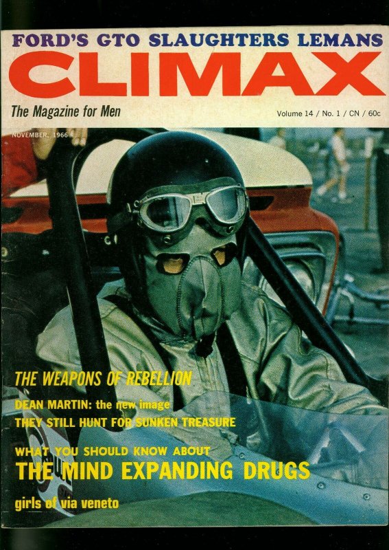 Climax Pulp Magazine November 1966- Le Mans- Drag Race cover FN