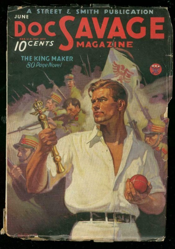 DOC SAVAGE JUNE 1934-KING MAKER-PULP-BAUMHOFER- S & S VG