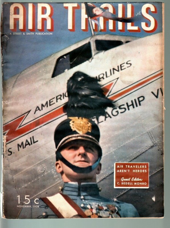 AIR TRAILS PULP 11/1938-AVIATION-ROSCOE TURNER-MODELS-STREET AND SMITH FR 