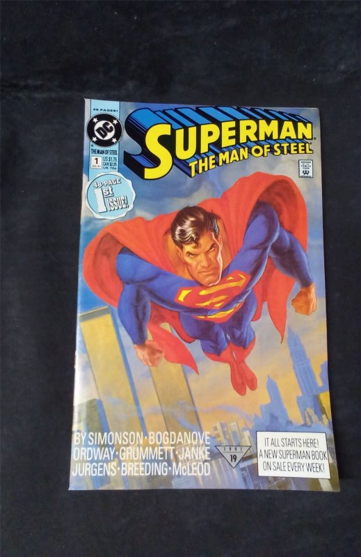 The man of steel comic books issue 1 published by DC