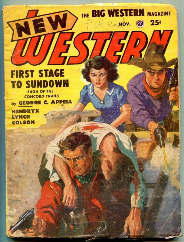 New Western Pulp November 1951- First Stage to Sundown VG