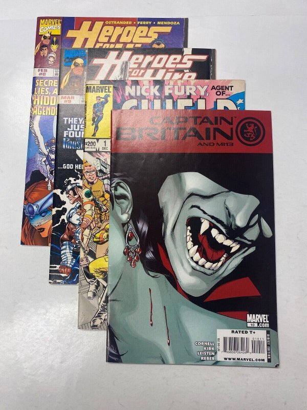 4 MARVEL comic books Heroes Hire #8 9 Nick Fury #1 Captain Britain #10 20 KM15