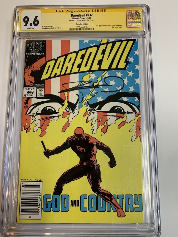 Daredevil (1986) # 232 (CGC SS 9.6) Signed Miller | Canadian Price CPV |Census=2