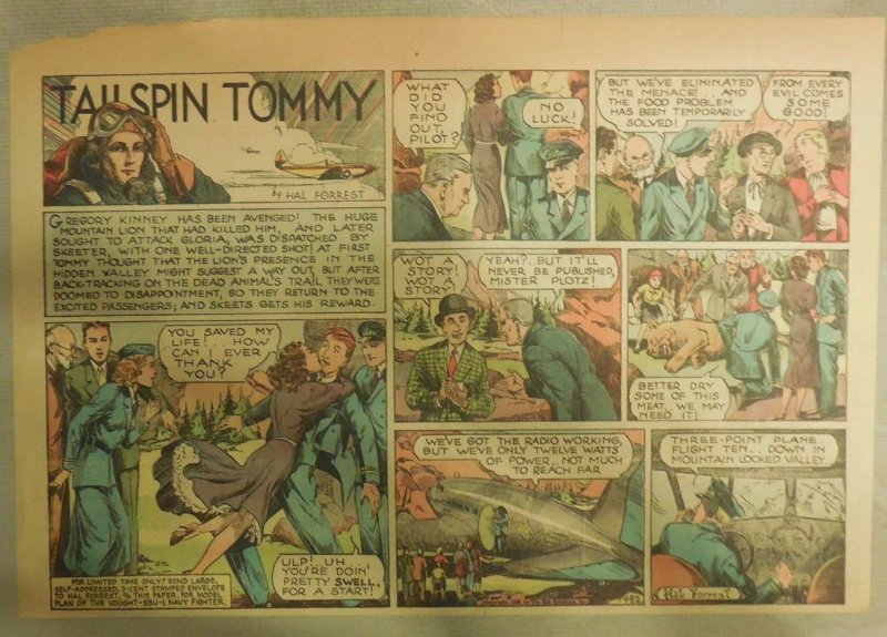 Tailspin Tommy Sunday #482 by Hal Forrest from 1/8/1939 Half Size! Rare!