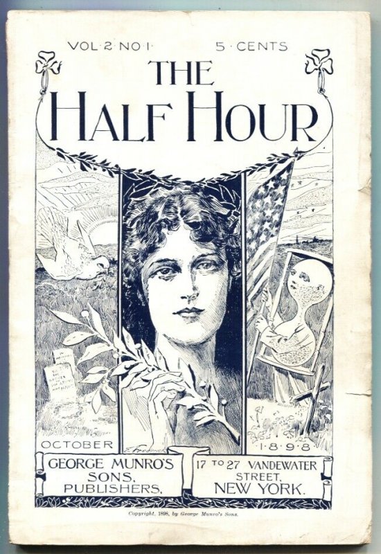 HALF HOUR-OCT 1898-EARLY PULP MAGAZINE-WITCHCRAFT IN HAWAII-AMERICAN FLAG COV...