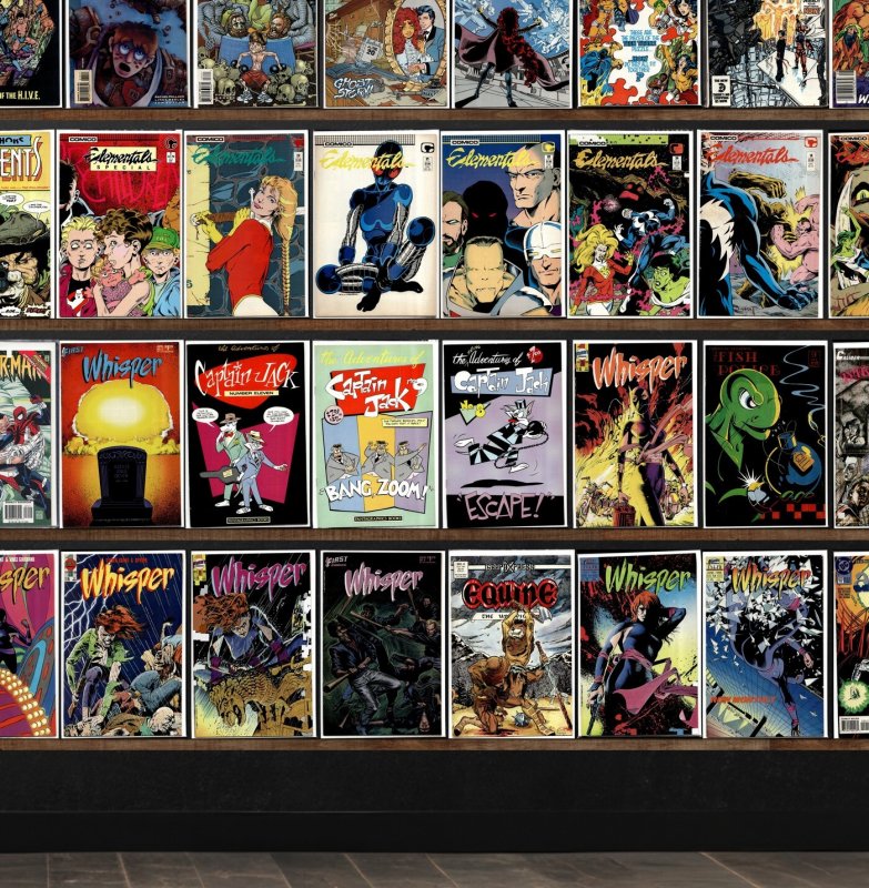 Huge Lot 150+ Comics with Spider-Man, Whisper, Elementals, Fish Police & More!