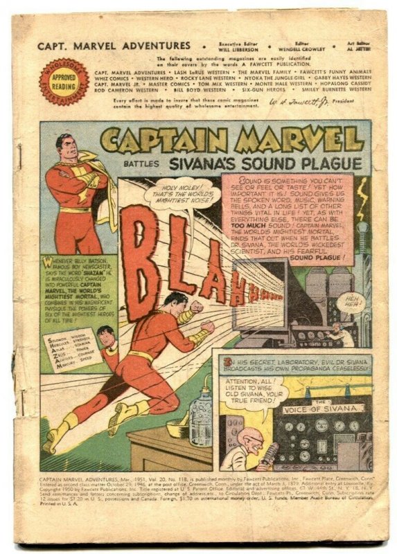 Captain Marvel Adventures #118 1951- coverless reading copy