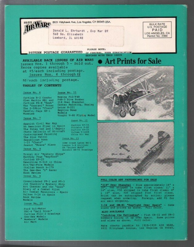 Air Wars #14 6/1987-Aircraft & air warfare of the middle years 1919-1939-FN