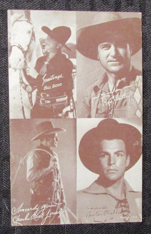 1950's COWBOYS Exhibit Arcade Card VF 8.0 Bill Boyd Buster Crabbe Buck Jones