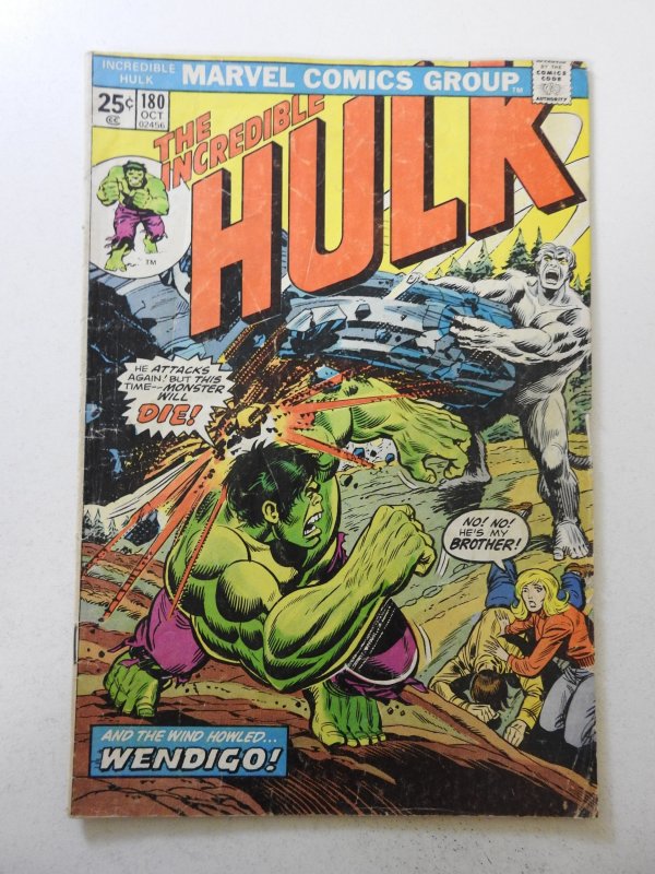 The Incredible Hulk #180 (1974) FR Cond Coupon cut on page 13th impacts story